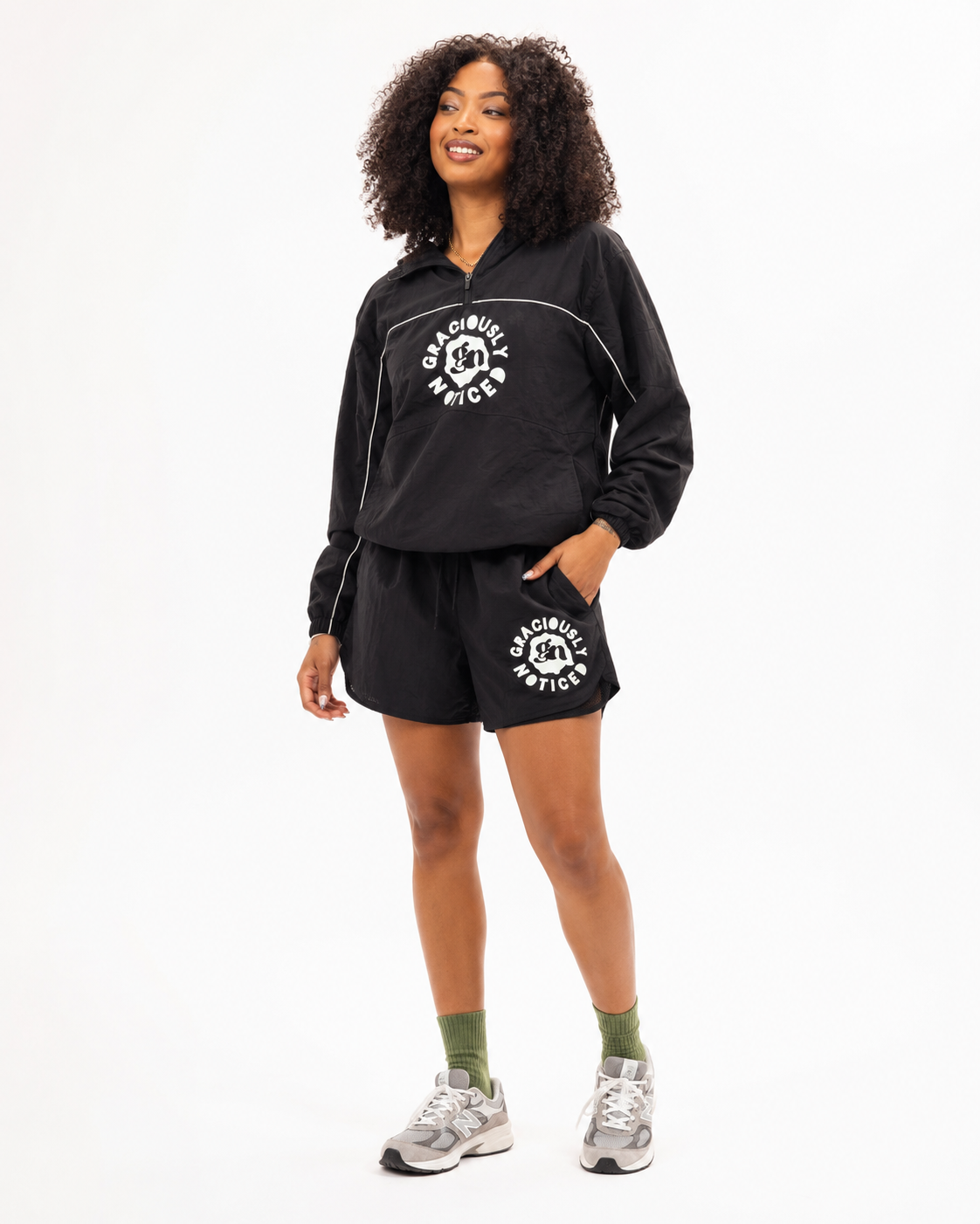 GN- Never Go Unnoticed Windbreaker Set (Black) (Unisex)