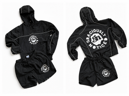 GN- Never Go Unnoticed Windbreaker Set (Black) (Unisex)